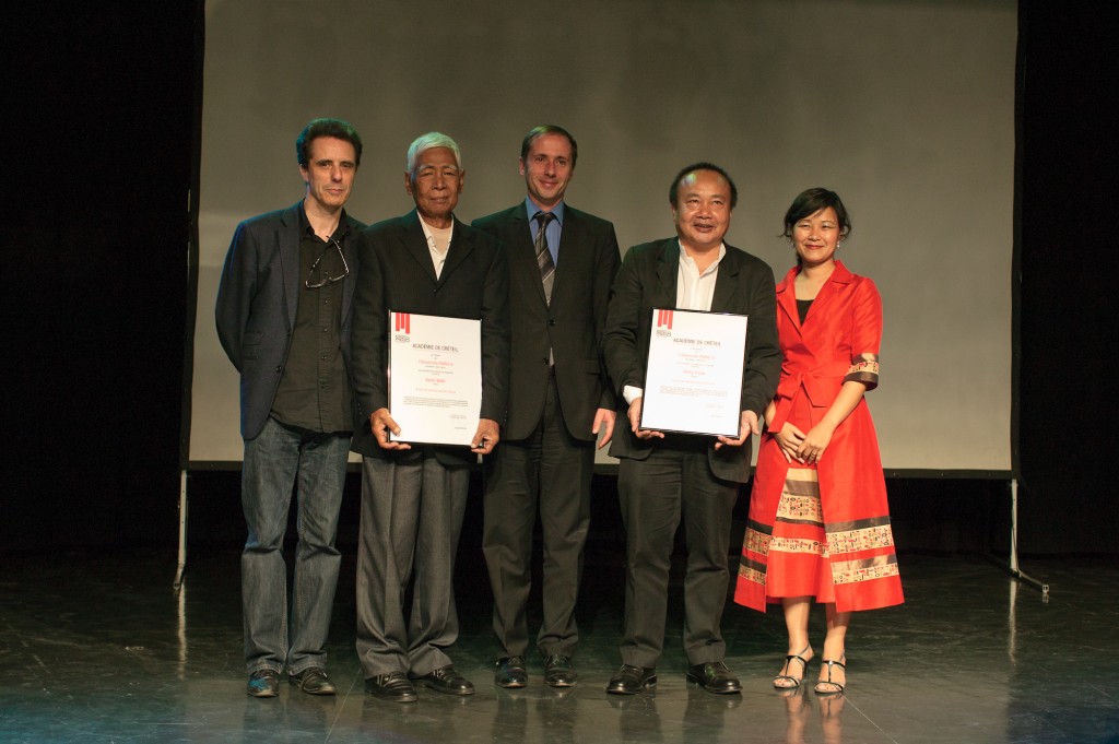 Paris, France. 24/05/2011. Vann Nath and Rithy Panh recieve Doctor Honoris Causa at University Paris 8.